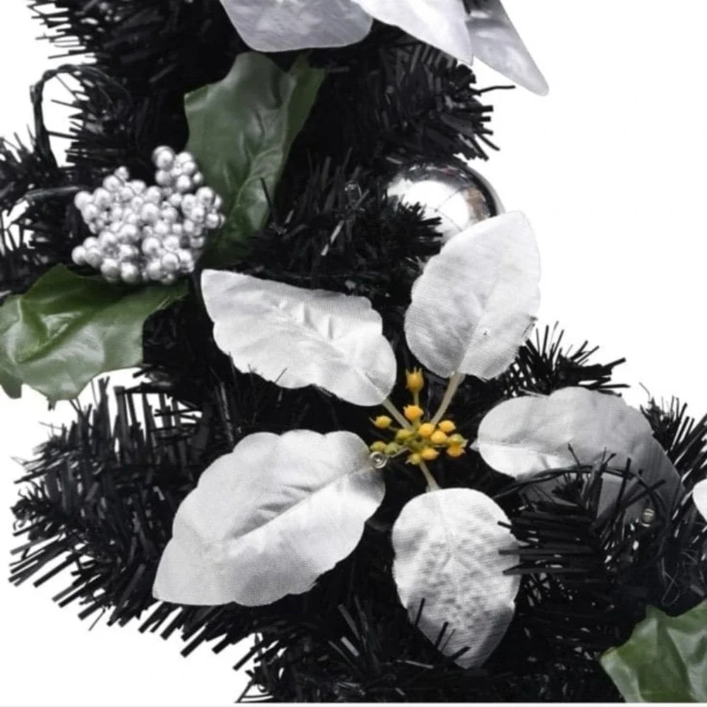 New‎ CHARMMA Christmas Wreath with LED Lights Black 23.6